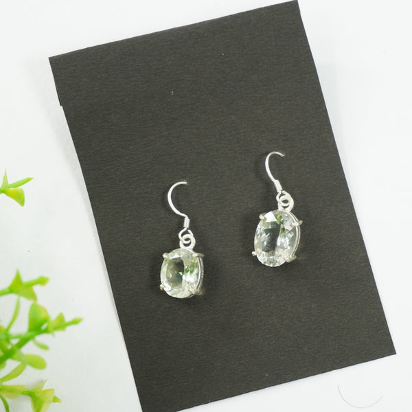 Green Amethyst Silver Earrings : Oval - Love Rocks