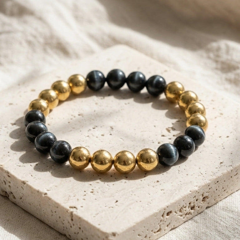 Blue Tiger's Eye and Golden Pyrite