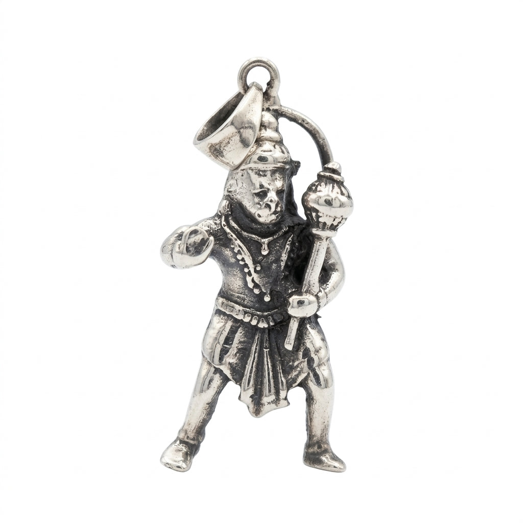 Hanuman Silver Pendant holding Mace