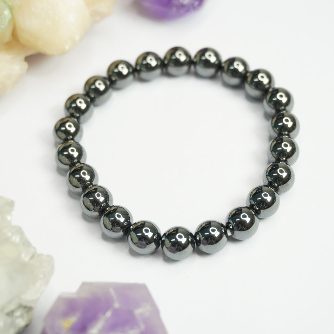 Hematite Bracelet: Enhances Memory - Round Beads 8mm