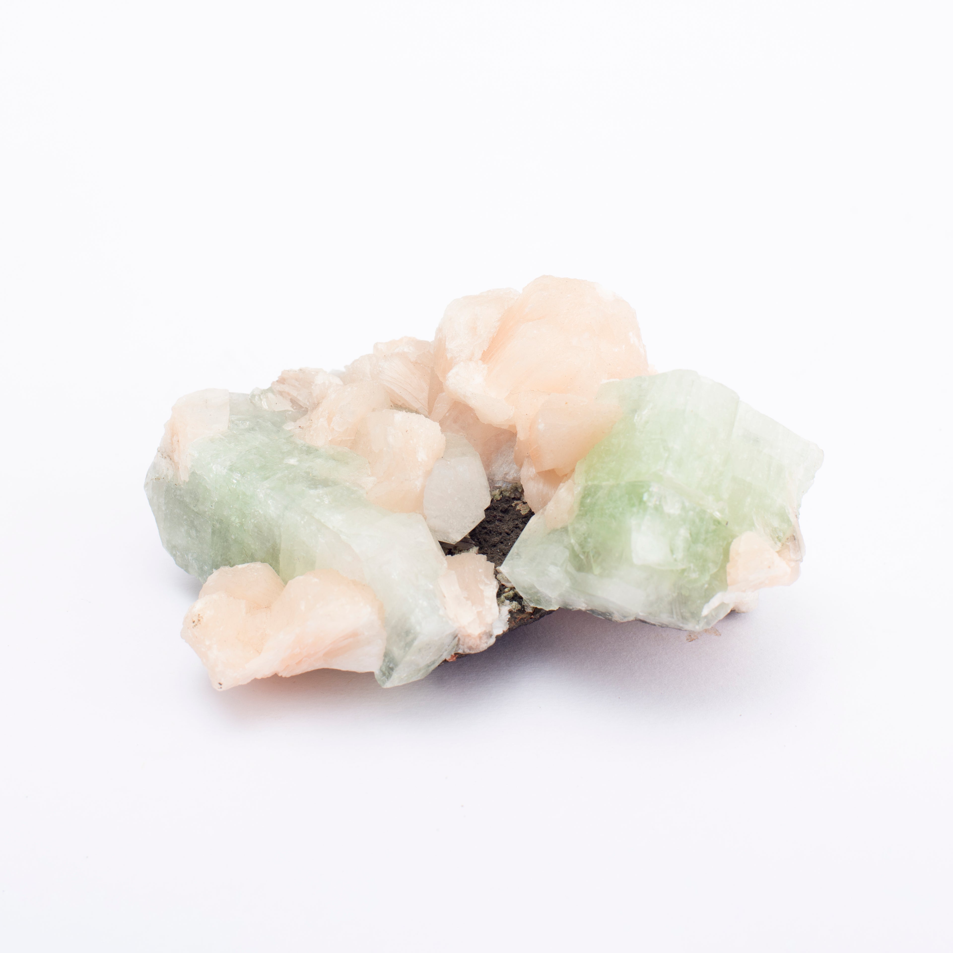 Himalayan Quartz with Apophyllite Green and Stilbite Cluster