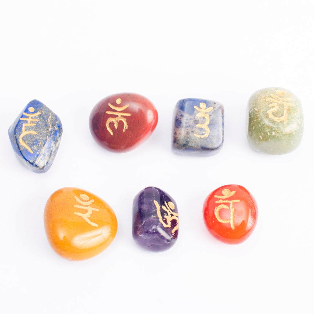 7 Chakra Tumbled Stone with Carving