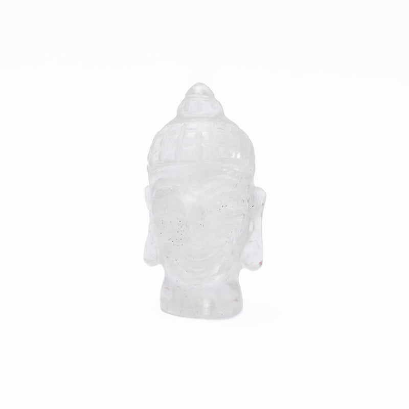 Clear Quartz Buddha Face Idol: Spiritual Awareness - Small Size