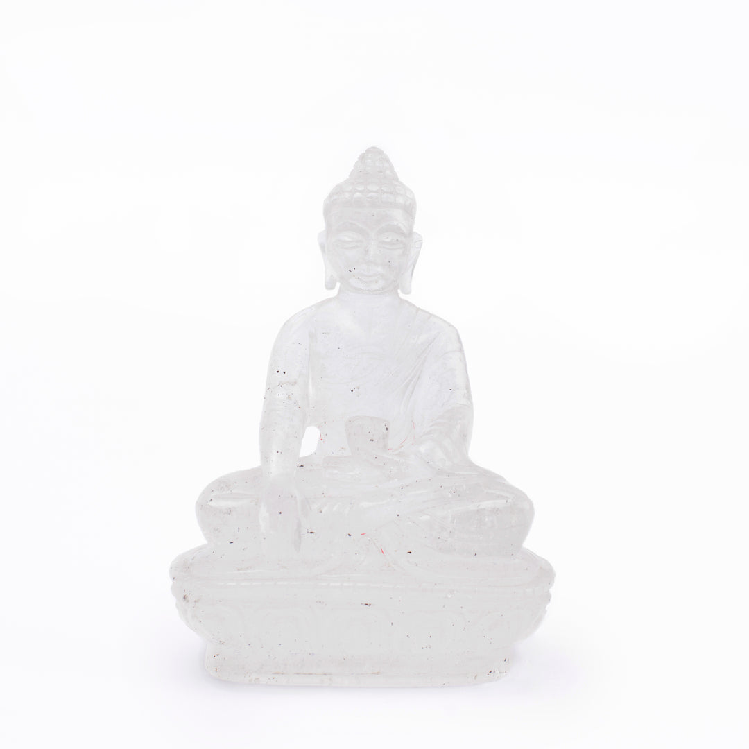 Clear Quartz (Spatika) Buddha Idol: Spiritual Awareness