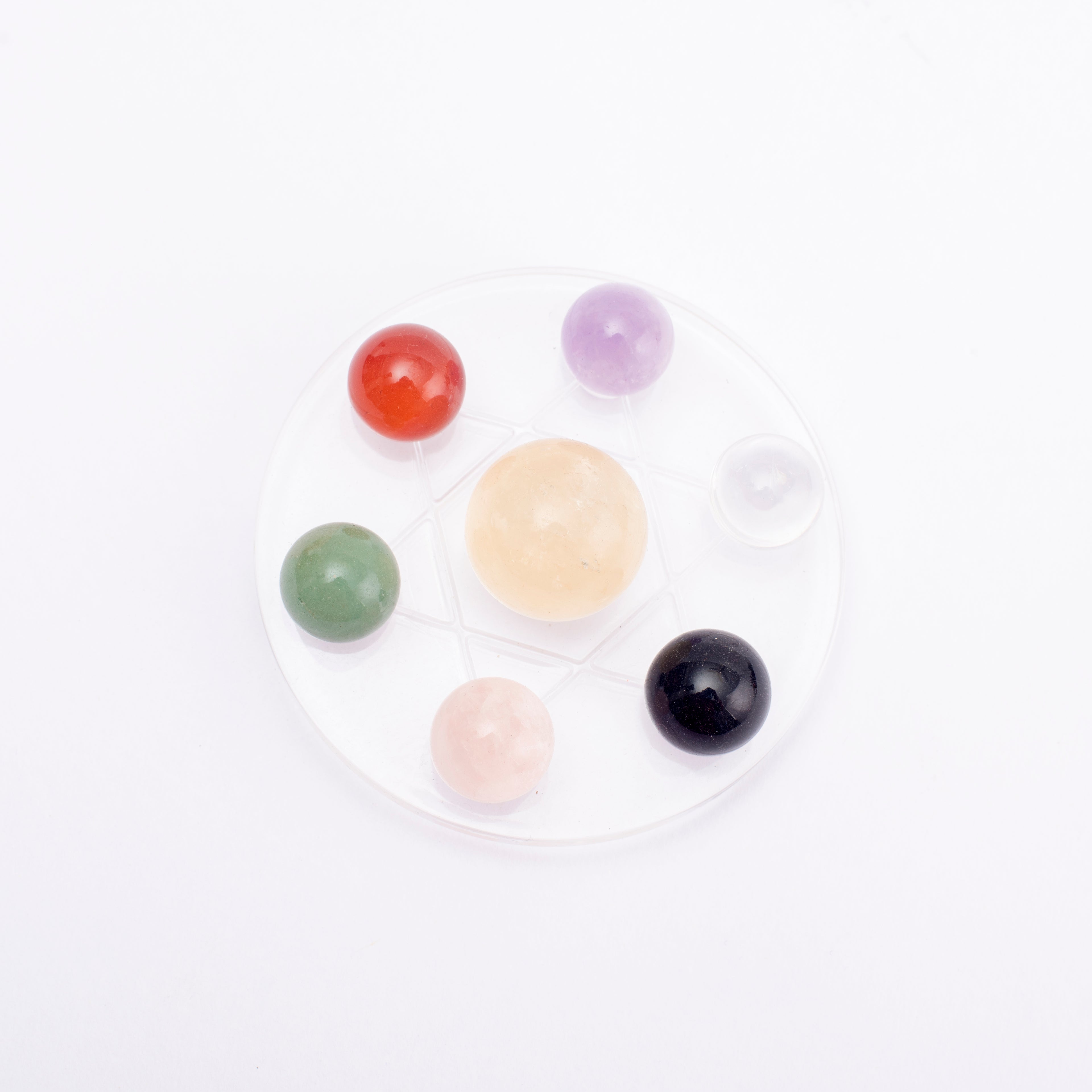 7 Chakra Balls with Grid Plate