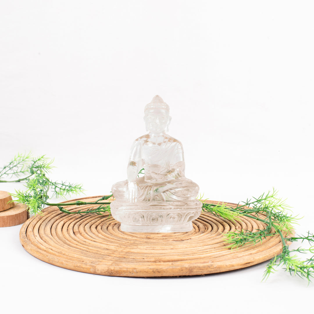 Crystal Clear Quartz Buddha Idol: Spiritual Awareness