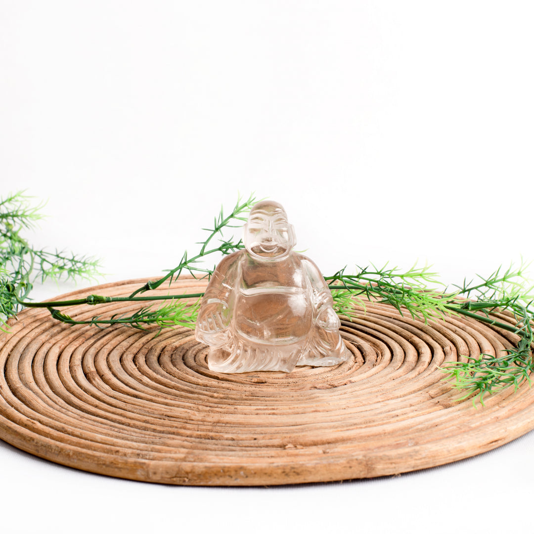 Smokey Quartz Laughing Buddha Idol