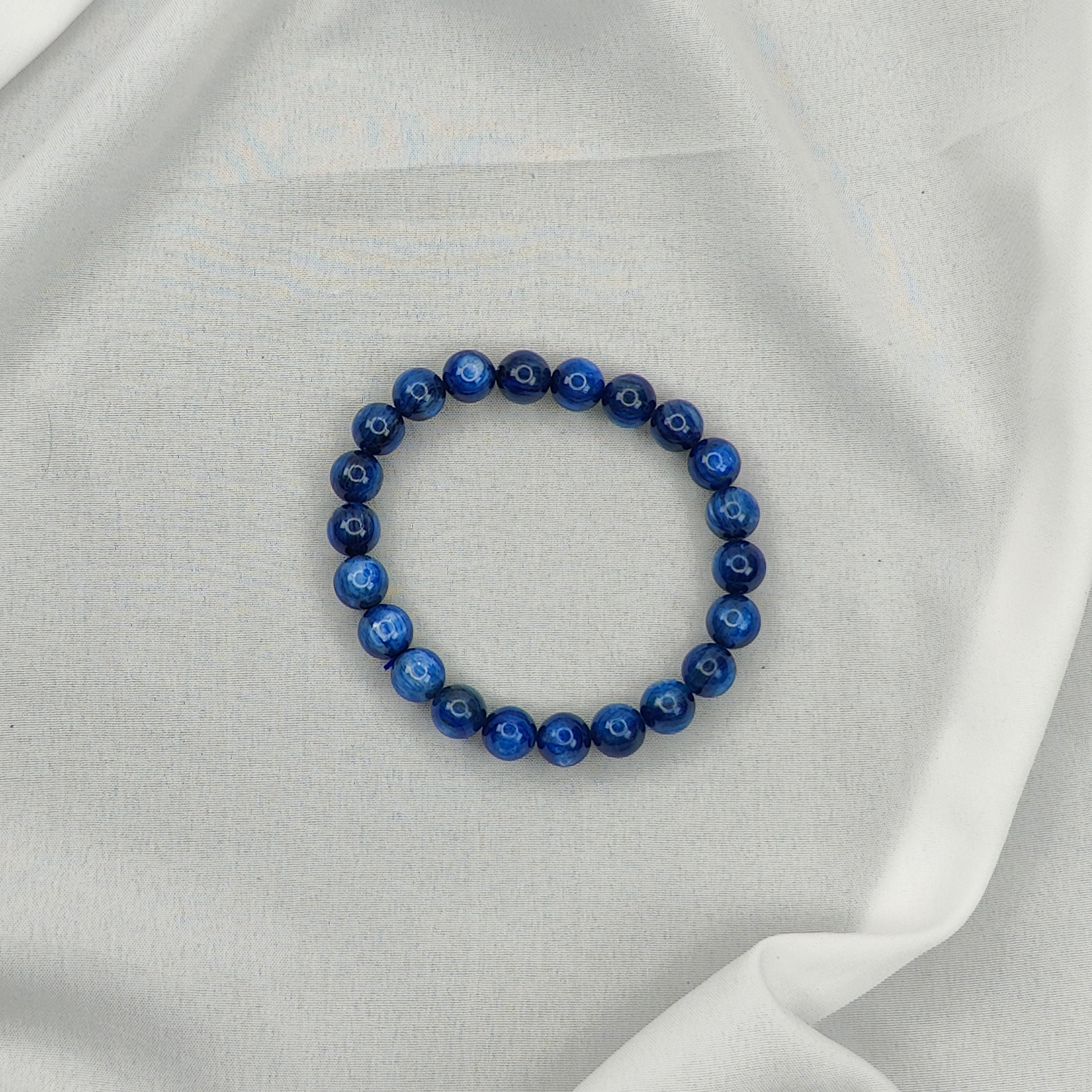 Kyanite Blue Round Beads Bracelet