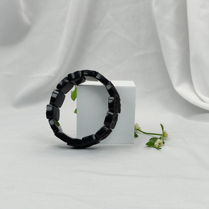 Black Meteorite Oval Beads Bracelet