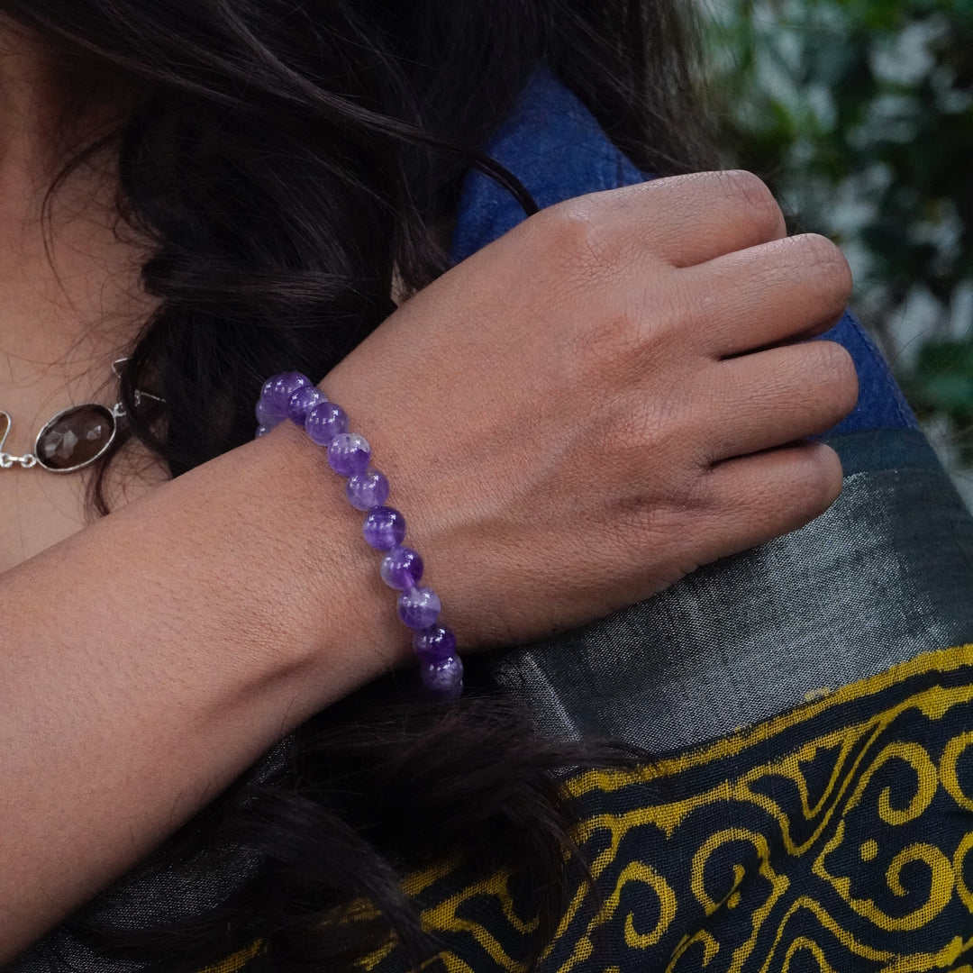 Amethyst Bracelet: Peace and Calm - Round Beads 8mm