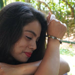 Load image into Gallery viewer, Agate Bracelet: Heart and Triangular Charms
