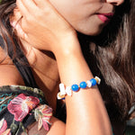 Load image into Gallery viewer, Blue Agate &amp; Clear Quartz Bracelet: Calm &amp; Clarity
