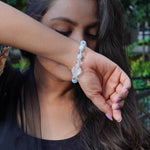 Load image into Gallery viewer, Aquamarine &amp; Clear Quartz Fox Bracelet: Calm &amp; Wisdom
