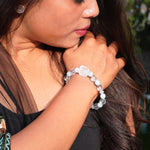 Load image into Gallery viewer, Aquamarine &amp; Clear Quartz Fox Bracelet: Calm &amp; Wisdom
