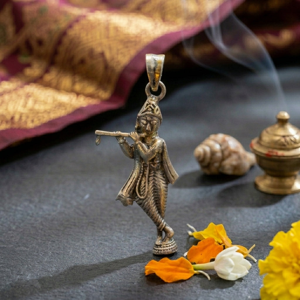Krishna Silver Pendant
