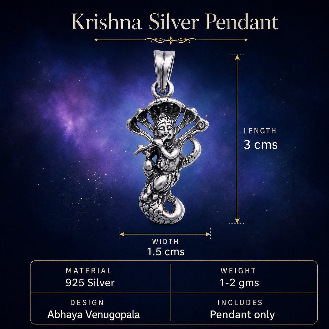 Krishna Silver Pendant: Abhaya Venugopala