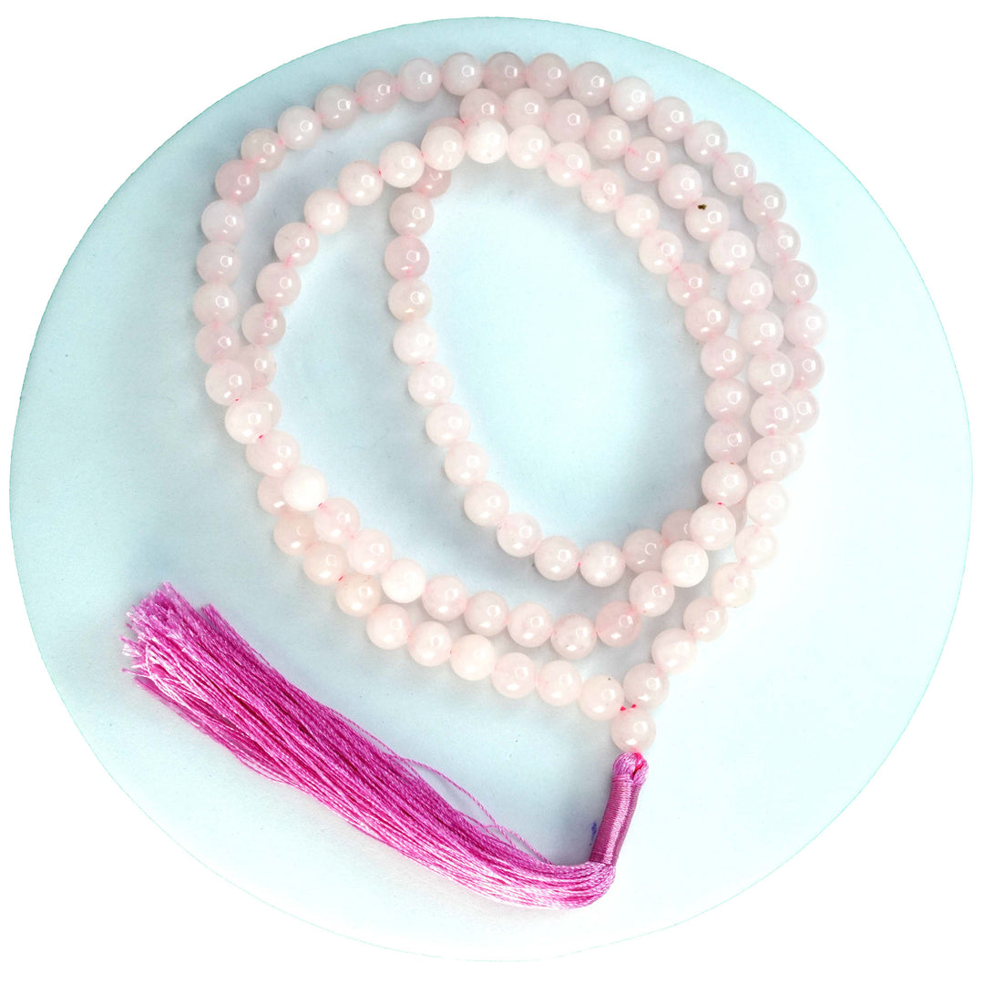 Kunzite Japamala: Loving thoughts - Round Plain Beads 8mm