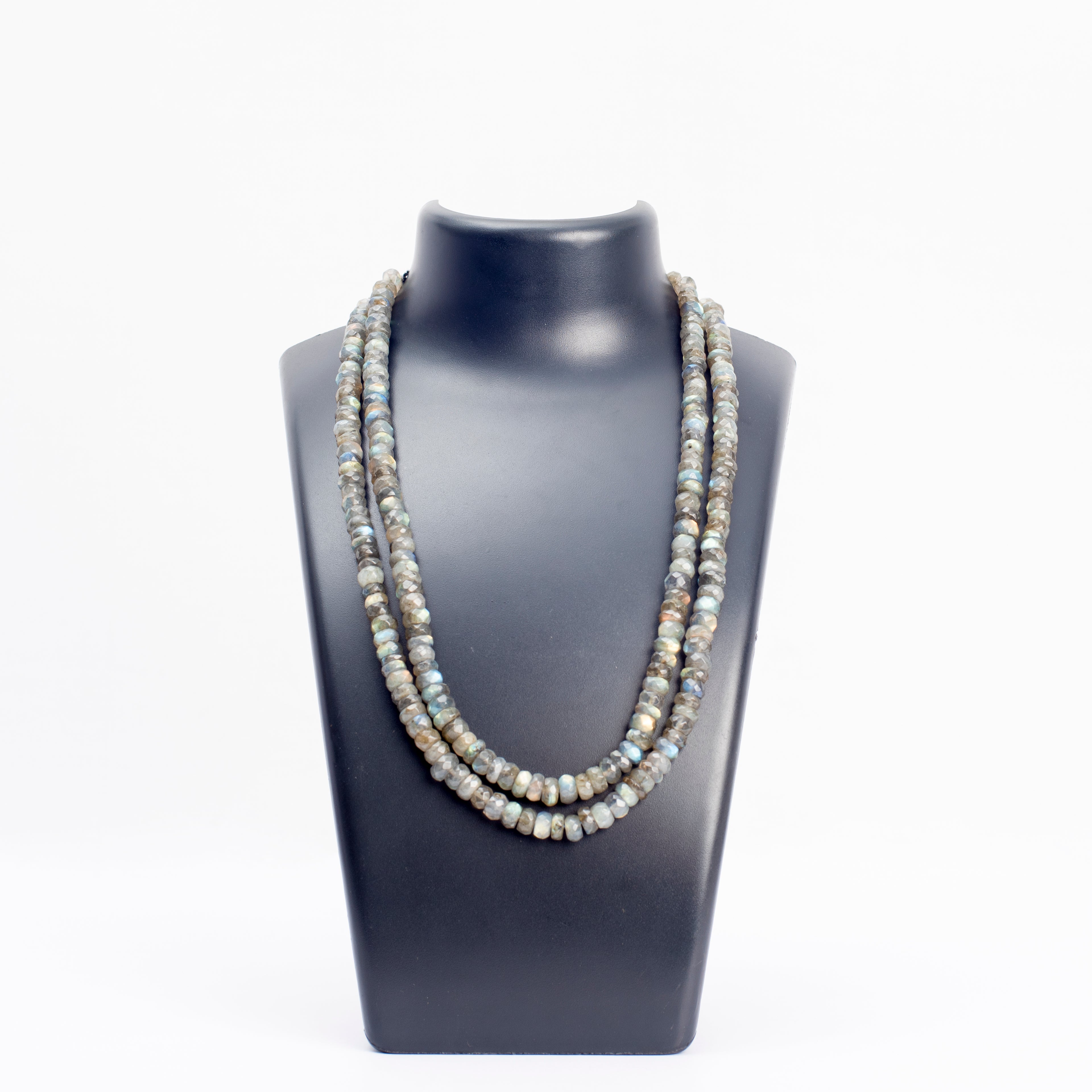 Labradorite 2 Layered Oval Cut Beads Necklace