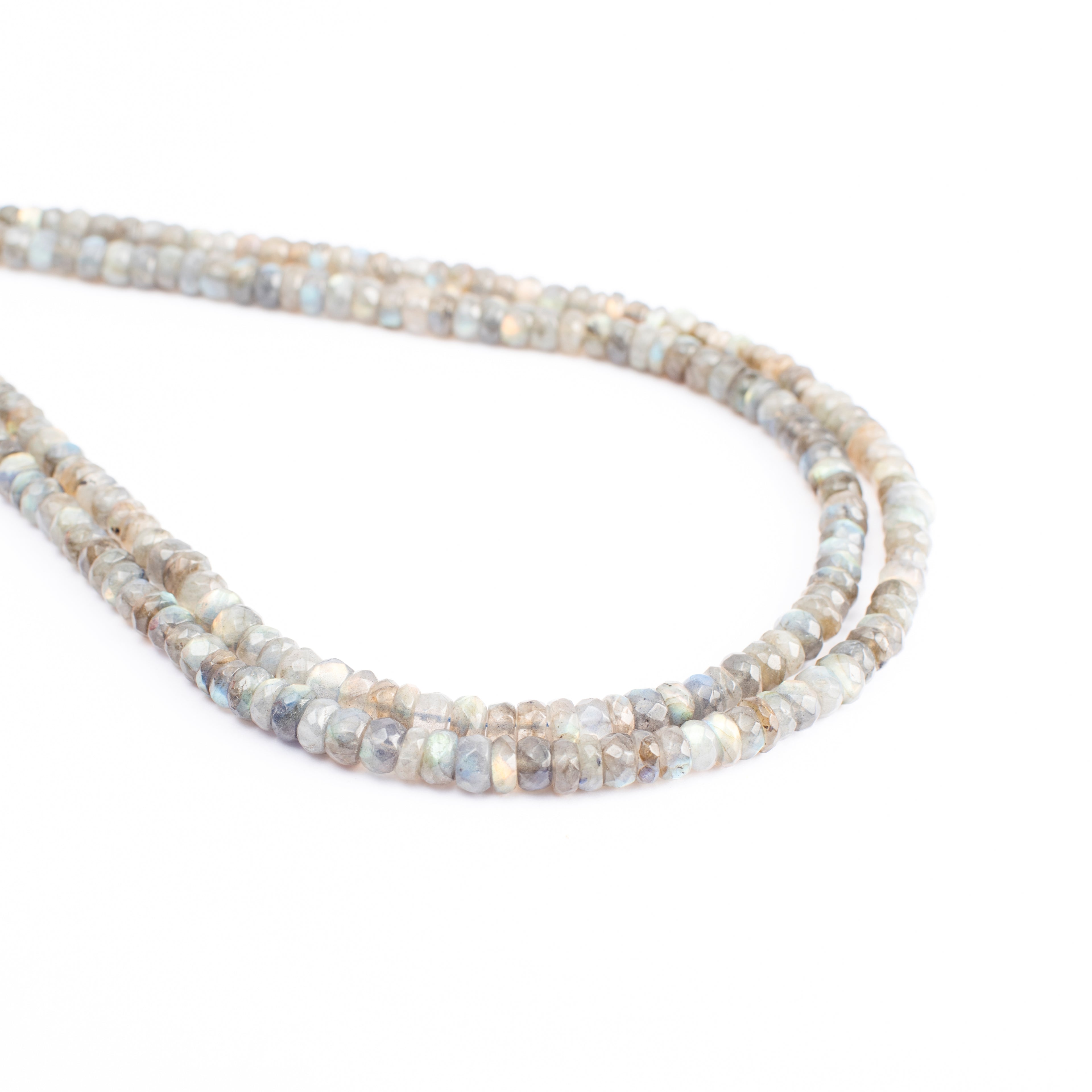 Labradorite 2 Layered Oval Cut Beads Necklace