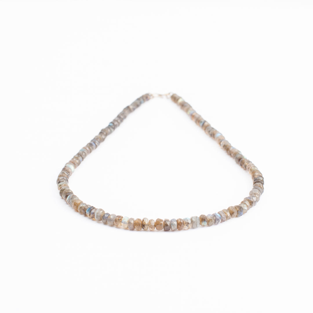 Labradorite Necklace: Dark Shade Oval Cut Beads