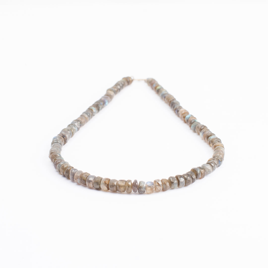 Labradorite Necklace: Dark Shade Oval Cut Beads