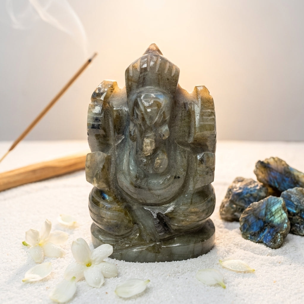 Labradorite Ganesha Idol