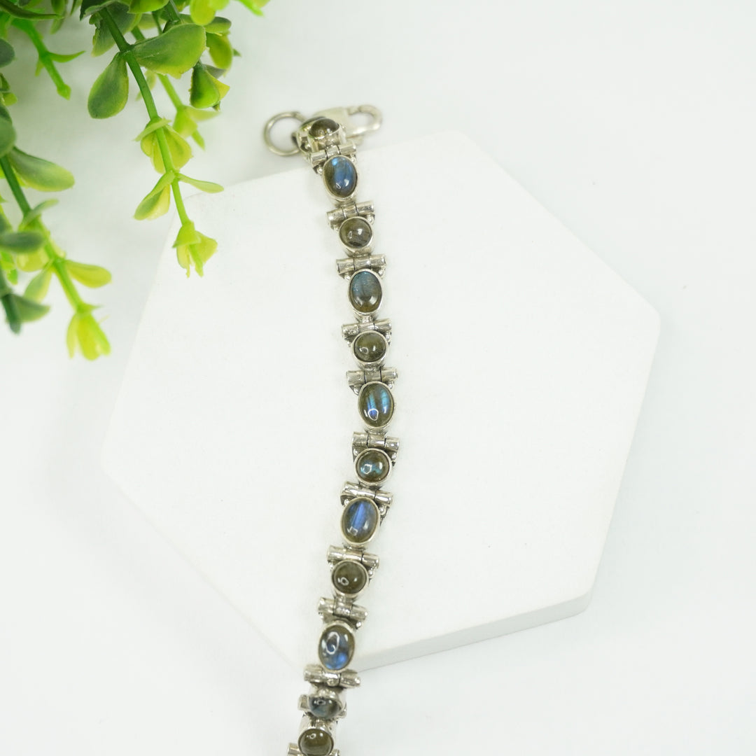 Labradorite Silver Bracelet - Round and Oval