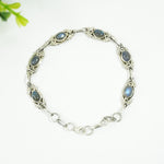 Load image into Gallery viewer, Labradorite Silver Bracelet - Oval with Design
