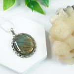 Load image into Gallery viewer, Labradorite Silver Pendant - Big Oval
