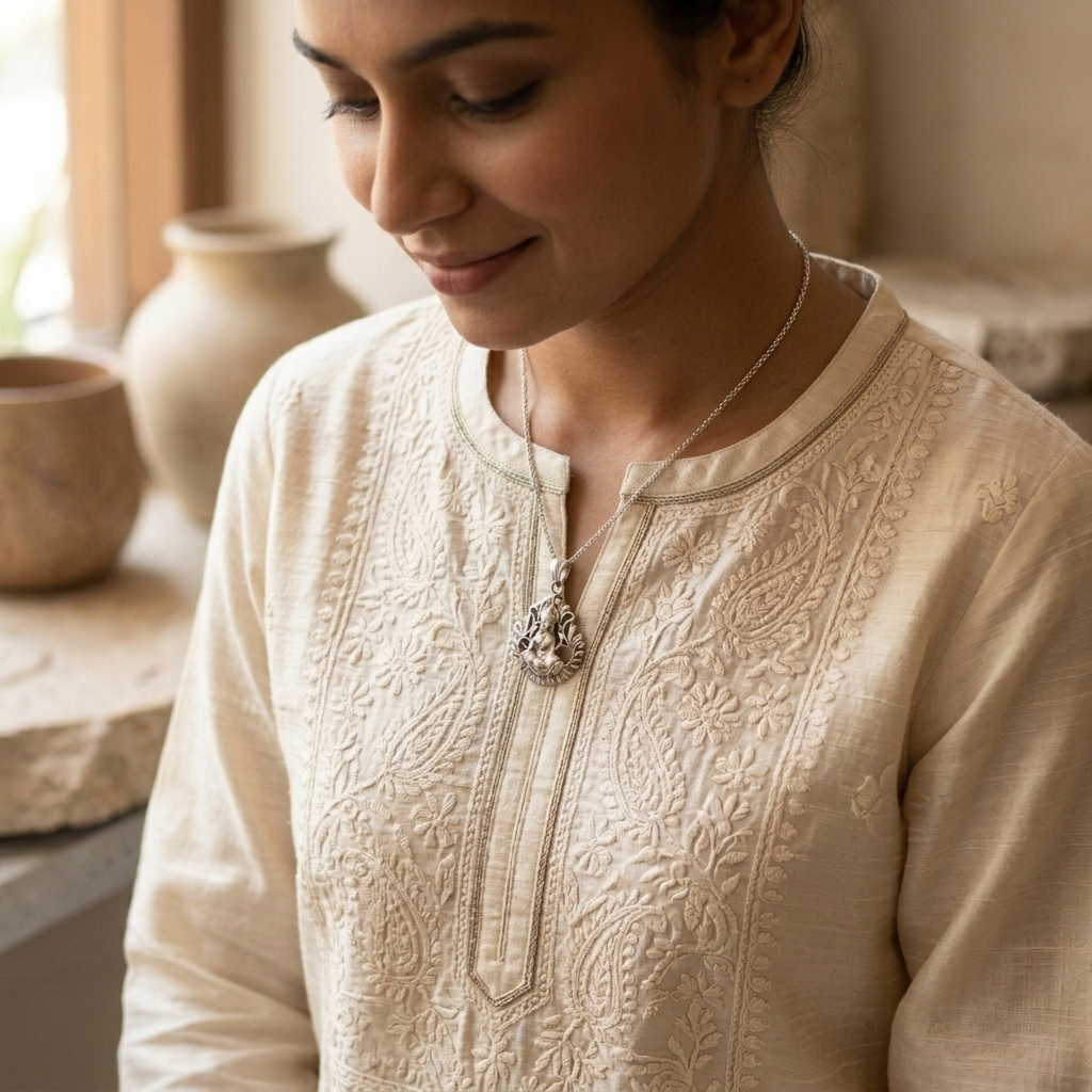 Lakshmi Silver pendant