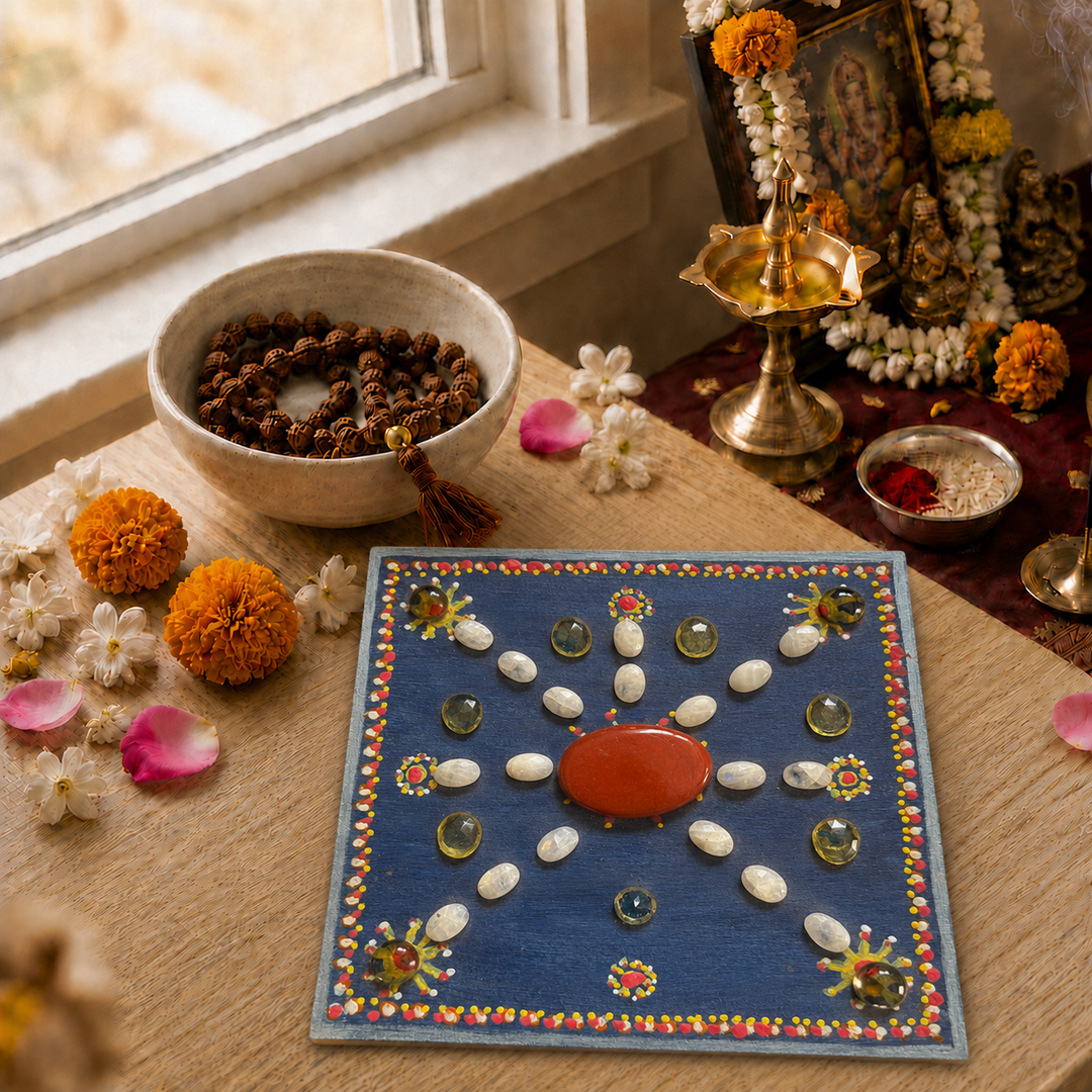 Lakshmi Yantra Crystal Grid: Red Jasper
