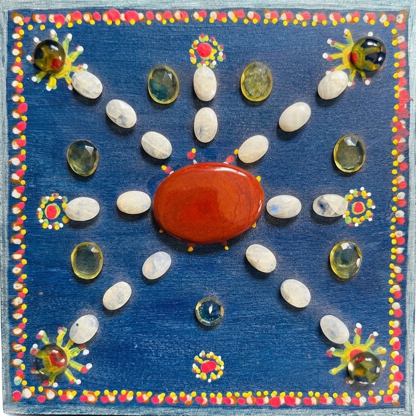 Lakshmi Yantra Crystal Grid: Red Jasper