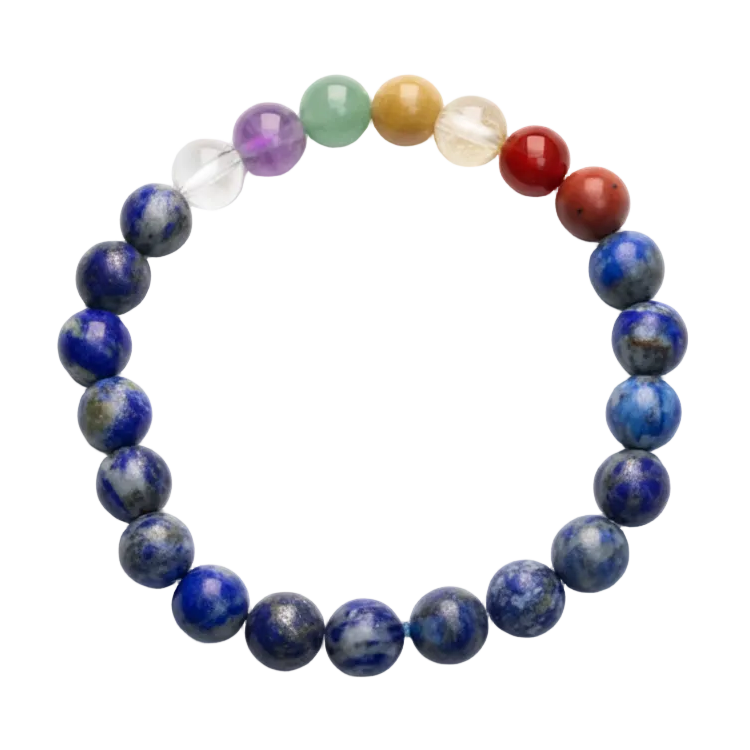 Lapis Lazuli 7 Chakra Healing Bracelet for Wisdom & Balance