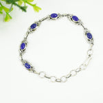 Load image into Gallery viewer, Lapis Lazuli Silver Bracelet - Oval with Design
