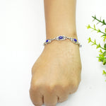 Load image into Gallery viewer, Lapis Lazuli Silver Bracelet - Oval with Design
