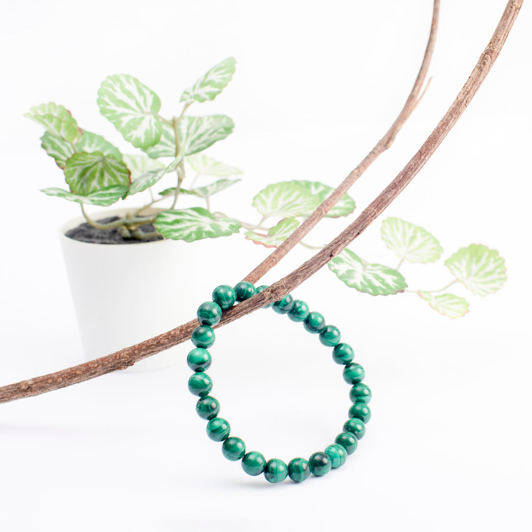 Malachite Bracelet: Transformation - Round Beads 8mm