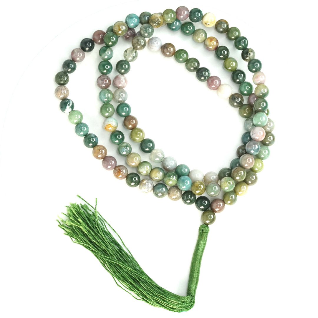 Mixed Agate Japamala: Round Plain Beads 8mm