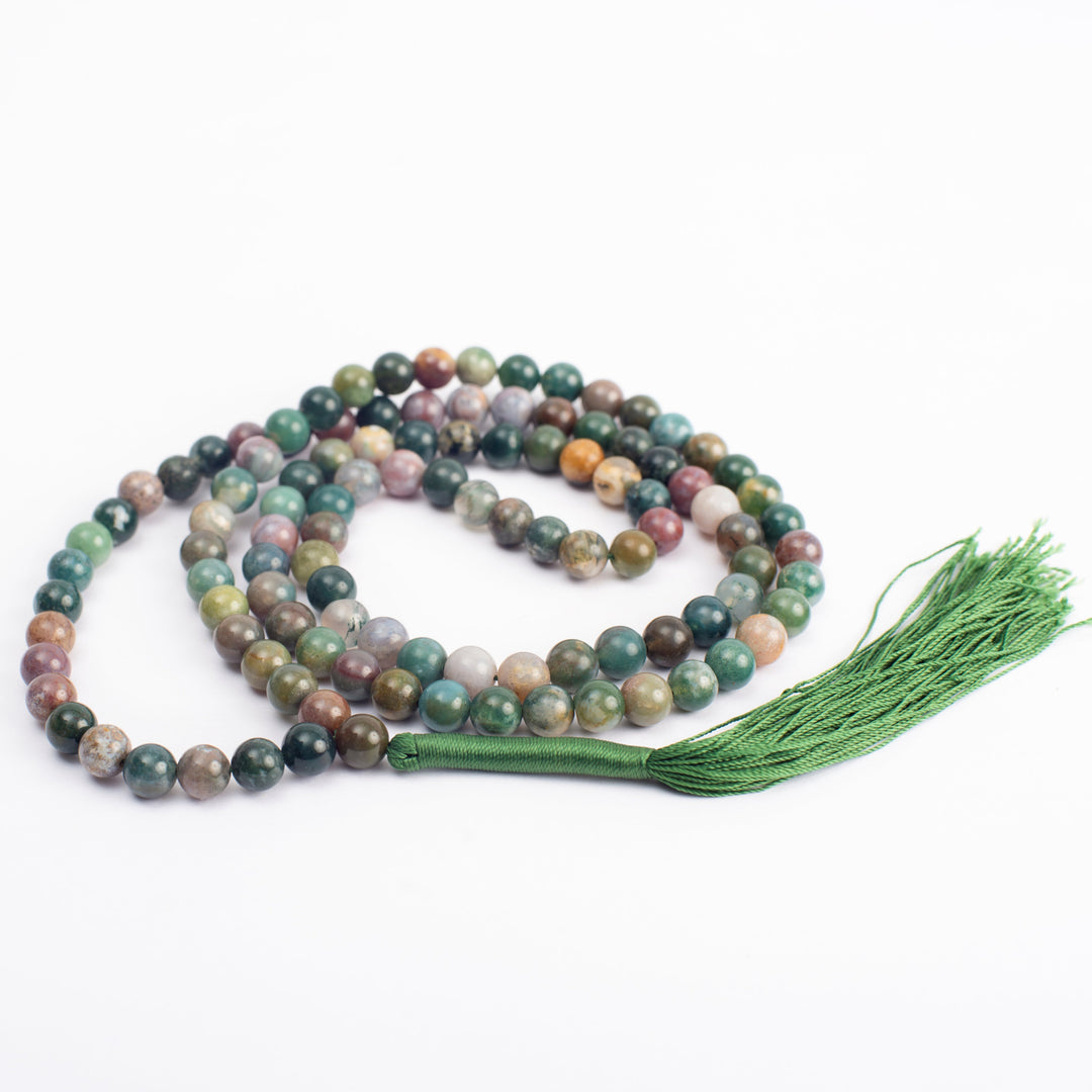 Mixed Agate Japamala: Round Plain Beads 8mm