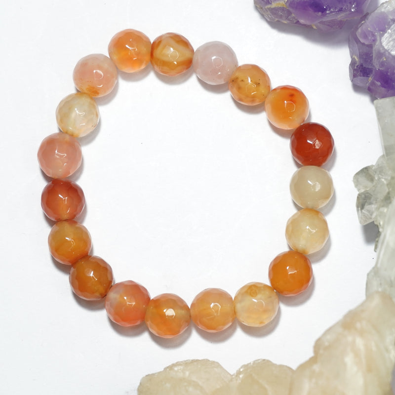 Mixed Carnelian Bracelet  - Round Cut Beads 12mm