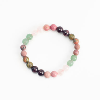Mixed Crystal Stones Round Beads Bracelet