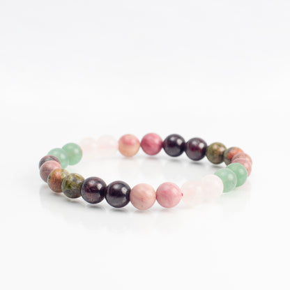Mixed Crystal Stones Round Beads Bracelet