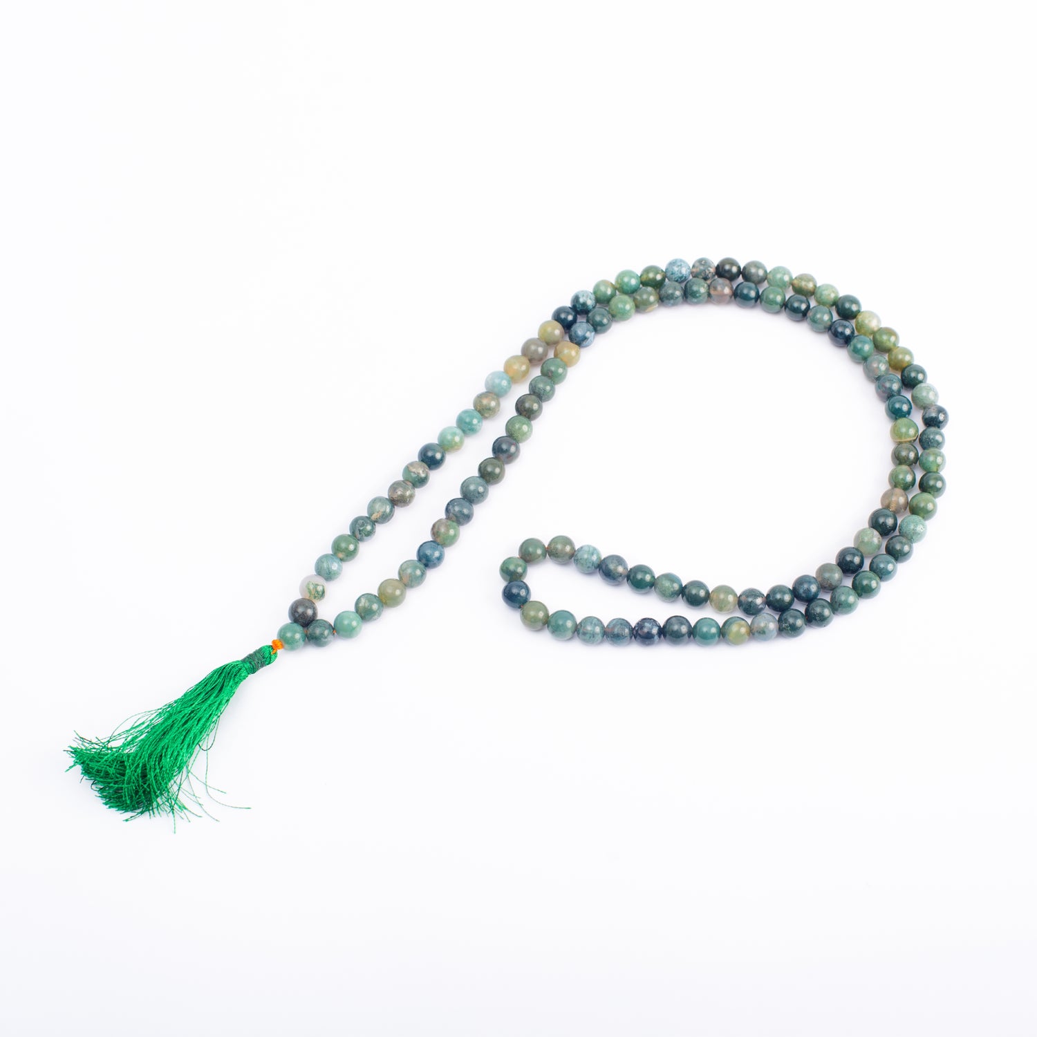 Moss Agate Green Round Plain Beads Japamala 8mm