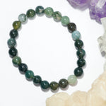 Green Moss Agate Bracelet - Round Beads