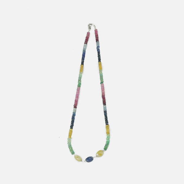 Multistone Necklace - Yellow Sapphire with Blue Sapphire Bead - Love Rocks