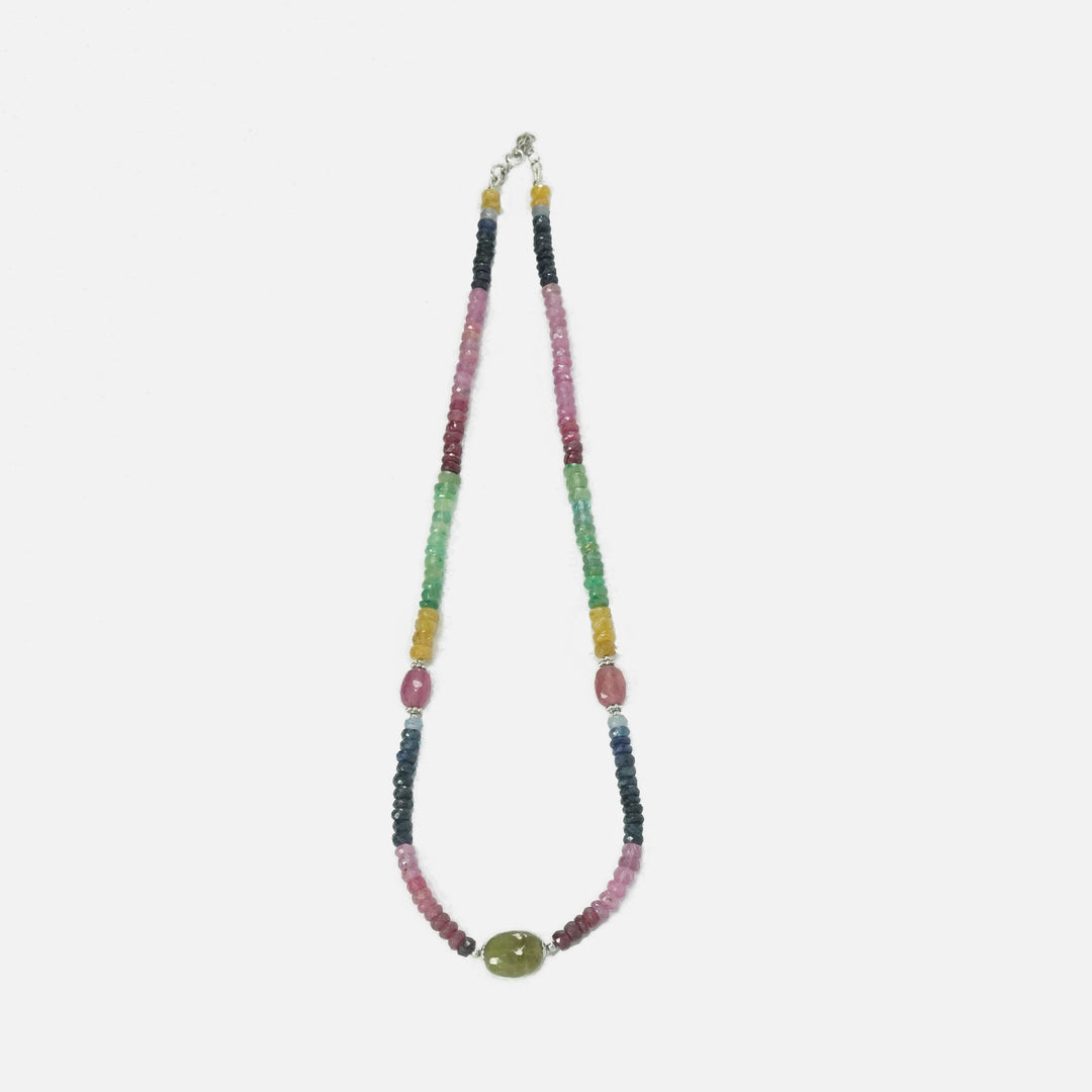 Multistone Necklace - Ruby with Yellow Sapphire Bead