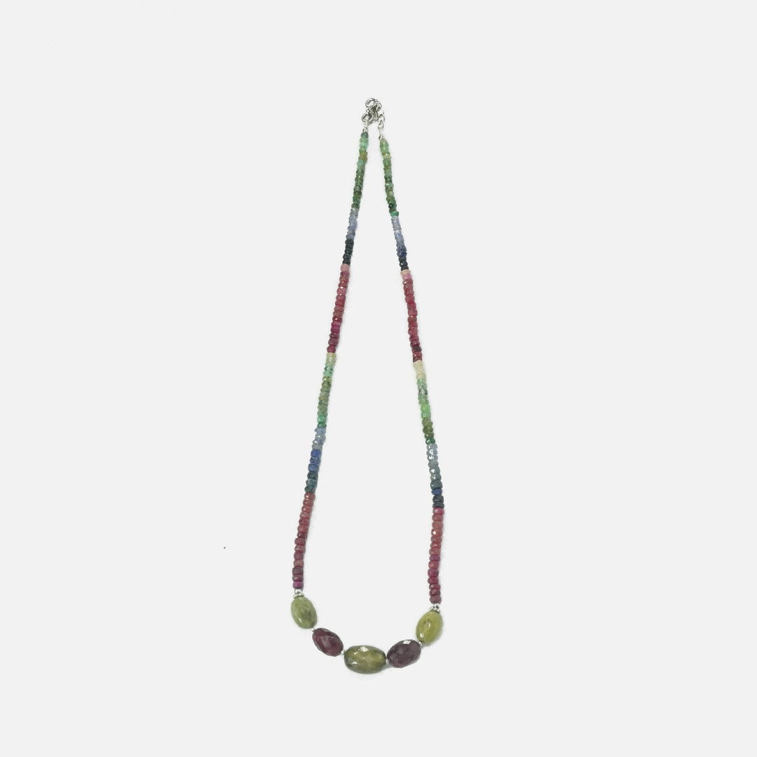 Multistone Necklace - Ruby with Yellow Sapphire Bead