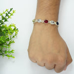 Load image into Gallery viewer, Navratna Stone Silver Bracelet
