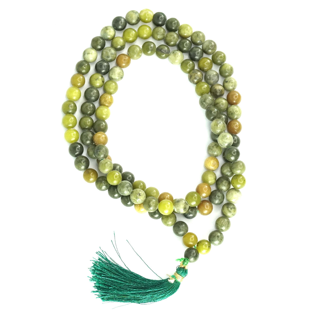 Nephrite Jade Japamala: Round Plain Beads  8mm