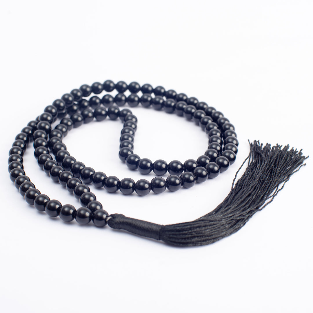 Black Onyx Japamala: Concentration - Round Plain Beads 8mm