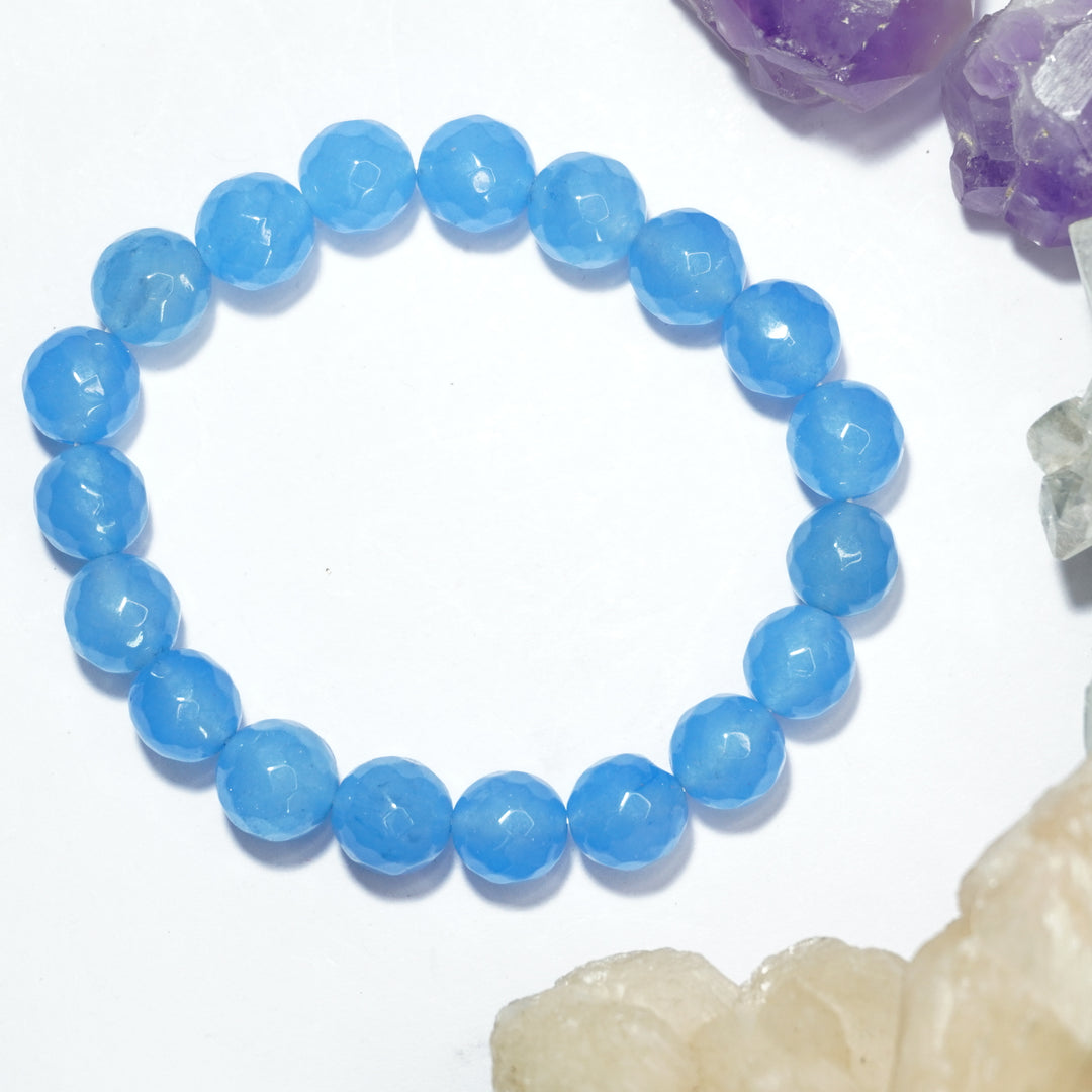 Blue Onyx Bracelet: Concentration - Round Cut Beads 10mm